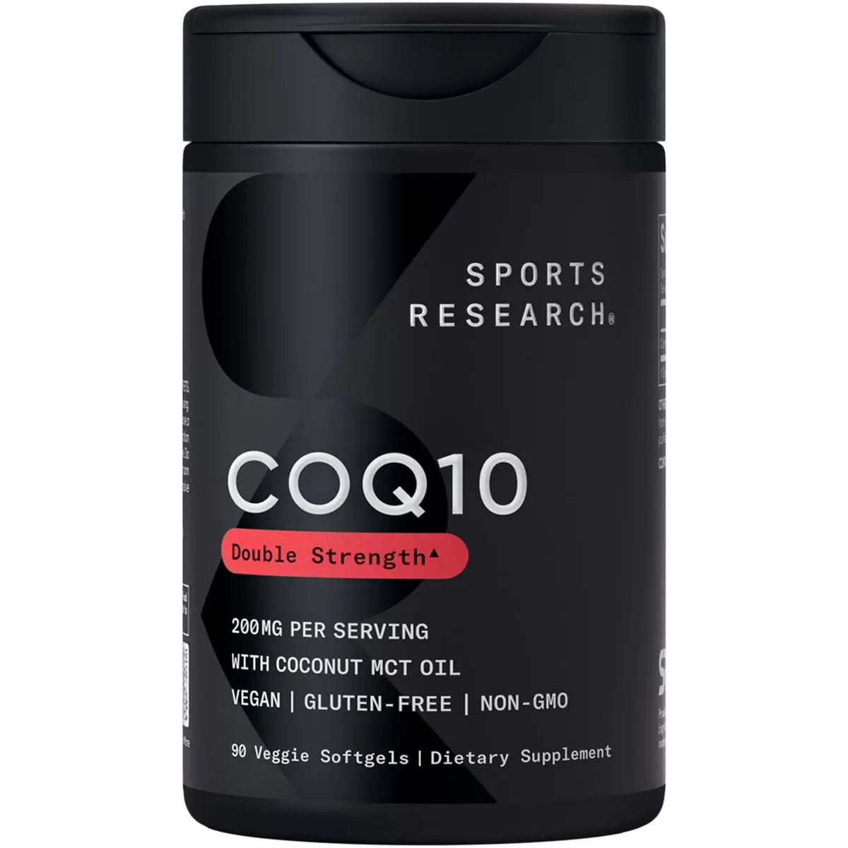 Sports Research CoQ10 200mg Capsules - Premium Coenzyme 10 Supplement with Coconut MCT Oil - Vegan Certified Non-GMO Verified & Gluten Free - 90 Veggie Softgels