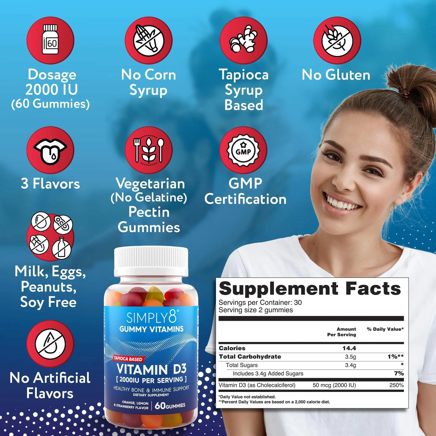 Vitamin D3 2000 IU Supports Immunity Bone Joint Health