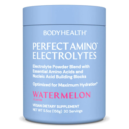 BodyHealth PerfectAmino Electrolytes Powder No Sugar Keto Sugar Free Fasting Electrolytes Drink Mix Hydration Powder with Trace Minerals - Watermelon - 30 Servings