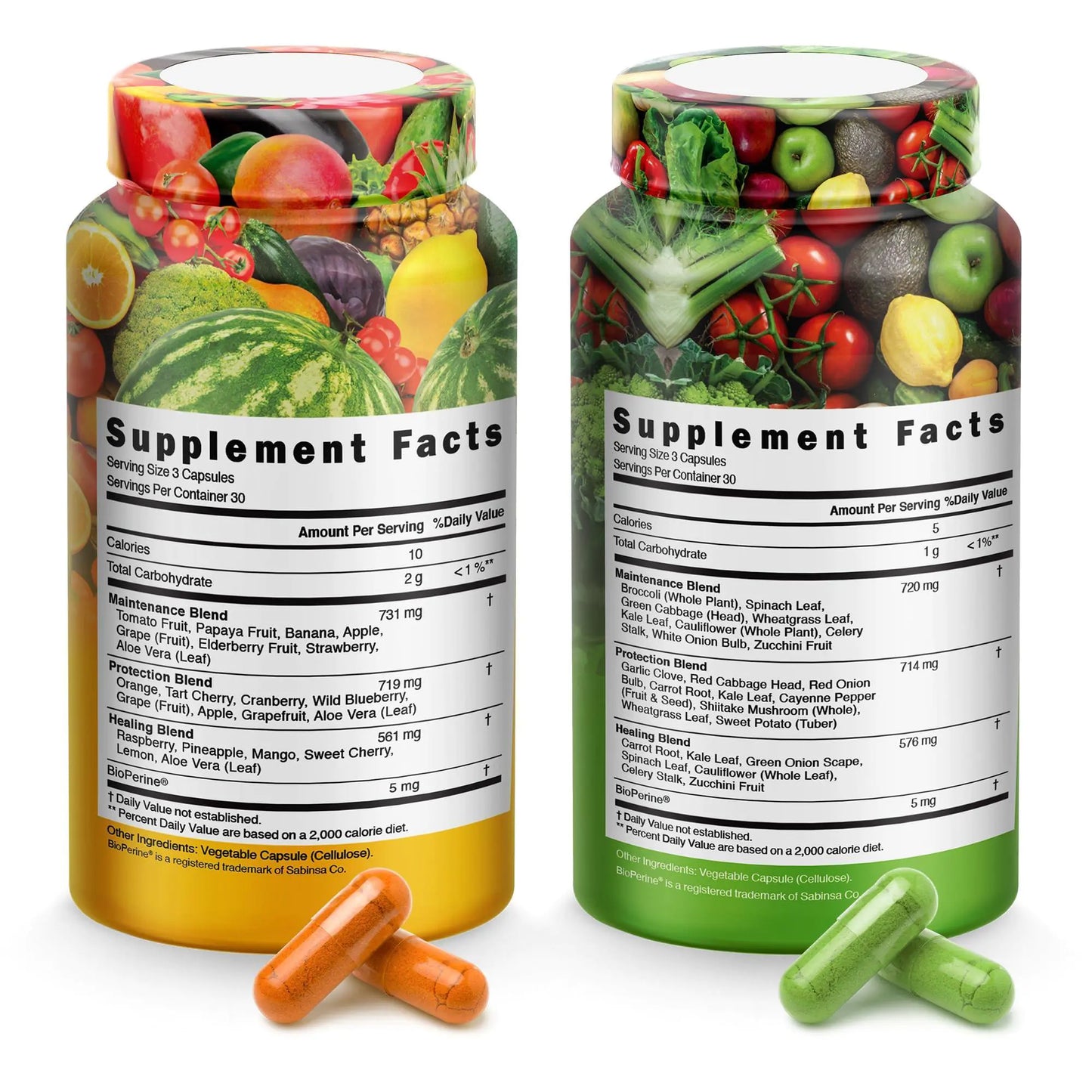 Fruits and Vegetables Supplements With BioPerine Contains 38 Fruits Vegetables