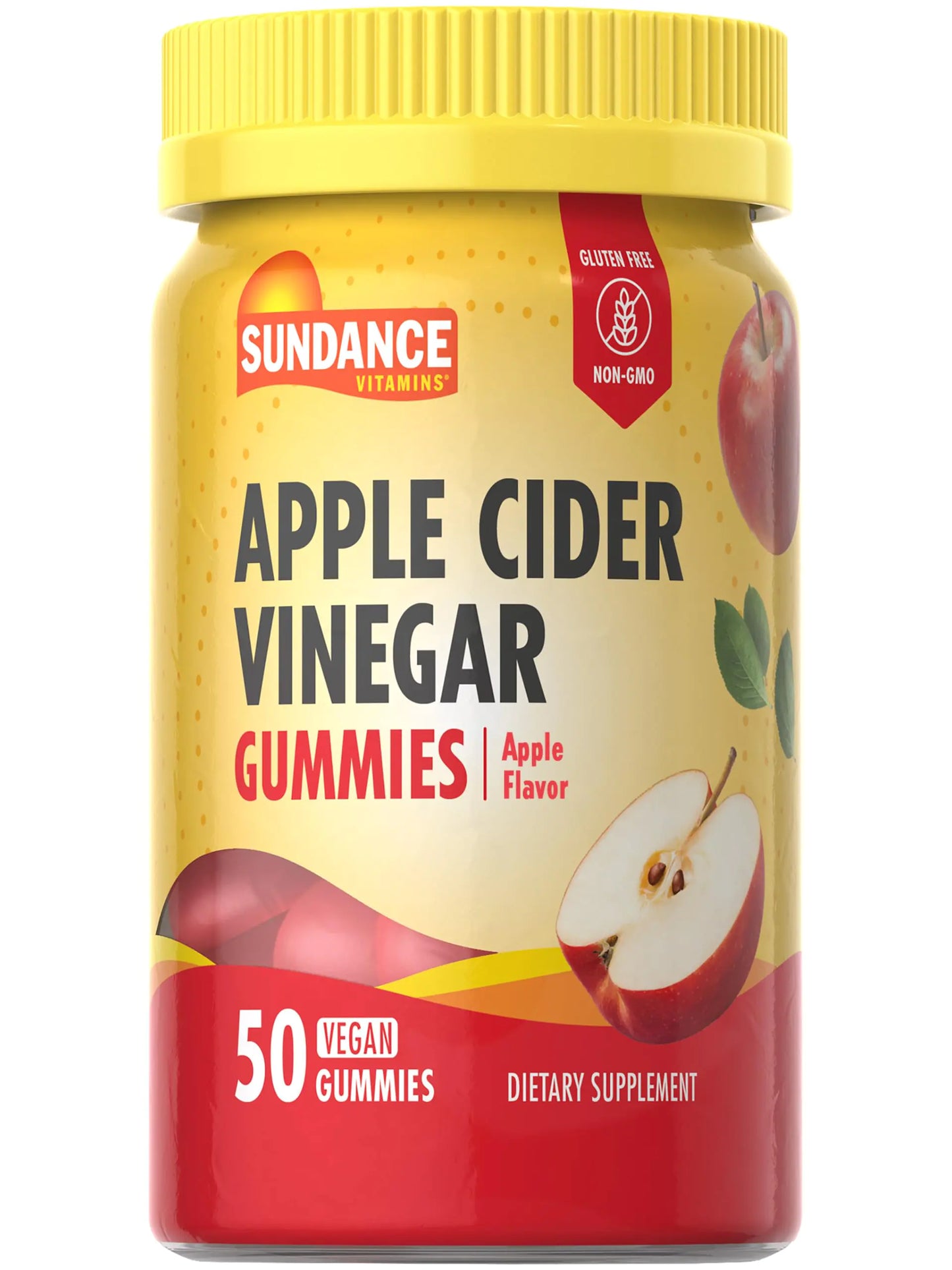 Sundance Apple Cider Vinegar Gummies | 50 Count | Apple Flavor | Vegan Non-GMO and Gluten Free Supplement